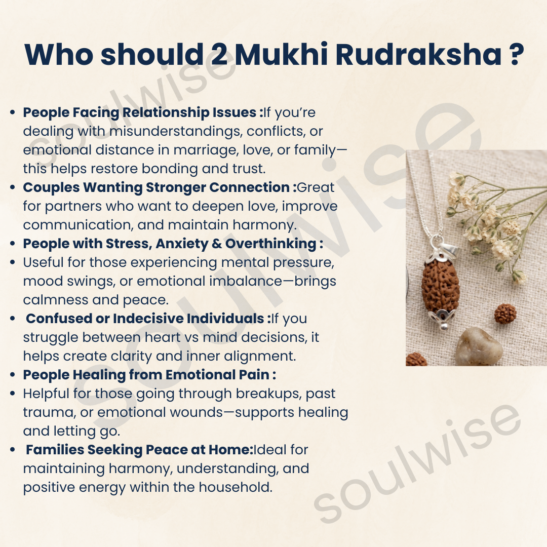 Natural 2 Mukhi Rudraksha Pendant with Silver-Tone Cap | Sacred Spiritual Pendant for Protection, Meditation & Positive Energy