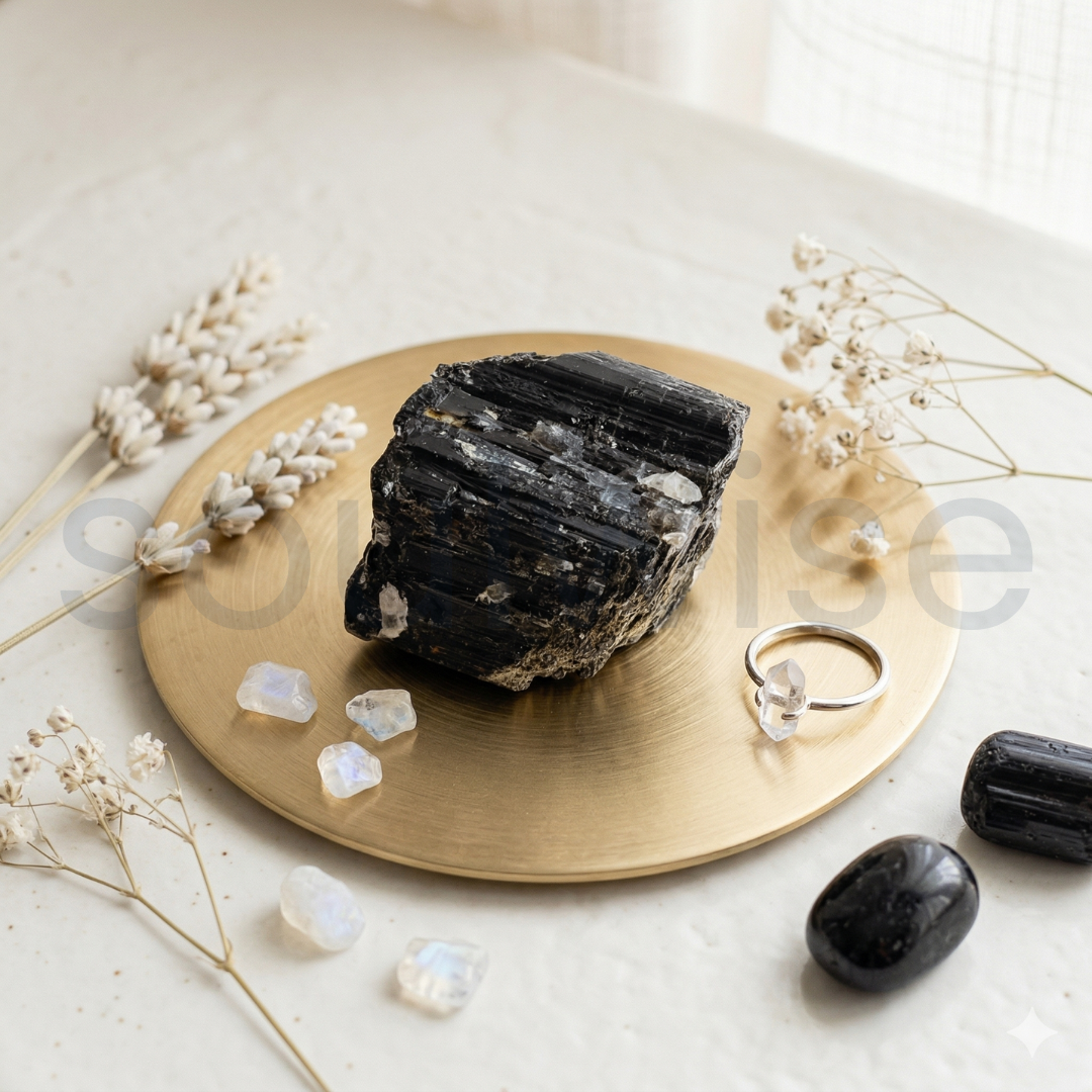 Black Tourmaline Raw Natural Stone – Unpolished Protection Crystal for Grounding, Energy Shield & Negativity Protection (50g)