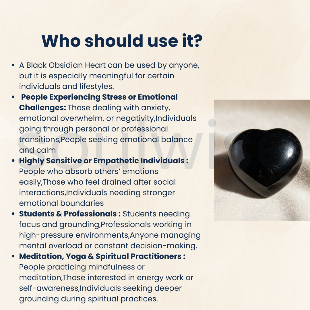 Black Obsidian Healing Crystal Heart-Shape Decor for Protection, Emotional Healing, Purification, and Spiritual Growth, Valentine Gift Housewarming (Black Obsidian)