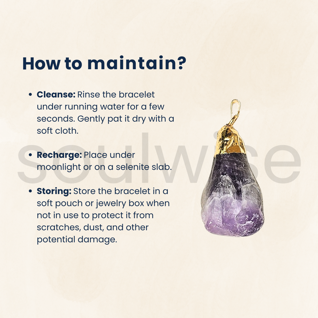 Soulwise Natural Raw Chevron Amethyst Stone Pendant for Healing & Meditation | Rough Cut Purple Crystal Locket for Women & Men (Golden).