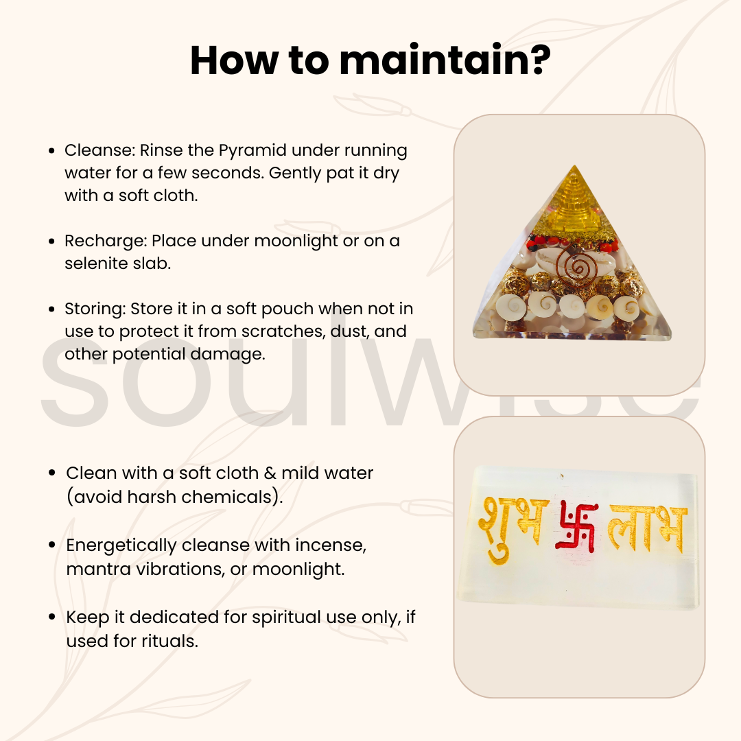 Laxmi Pyramid with Shubh Labh Selenite Plate | Diwali Puja & Vastu Combo for Wealth, Positivity & Gifting | Spiritual Decor for Home, Office, Shop