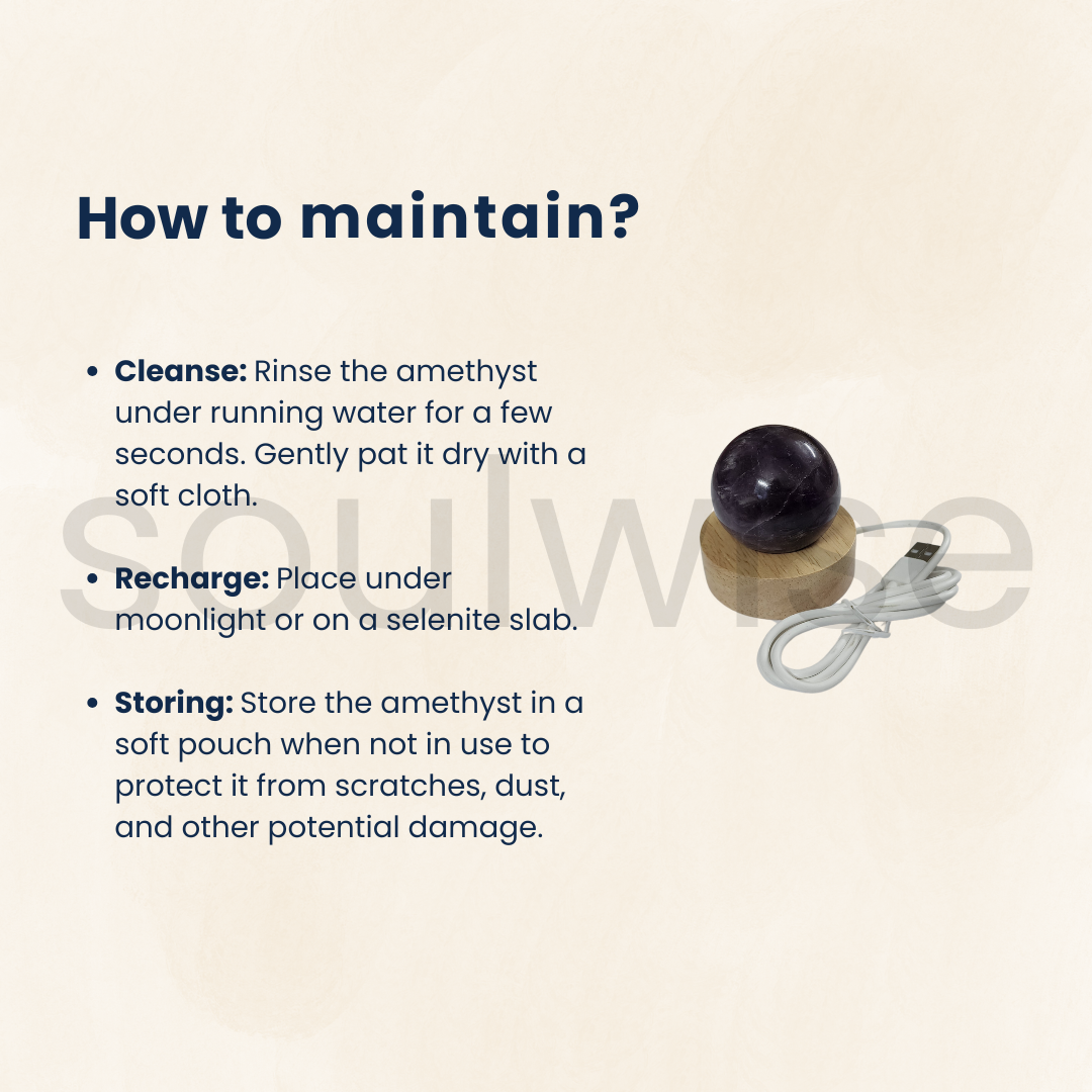 Amethyst Sphere Crystal Lamp – Natural Stone Night Light for Healing, Decor & Meditation – USB LED Base Included