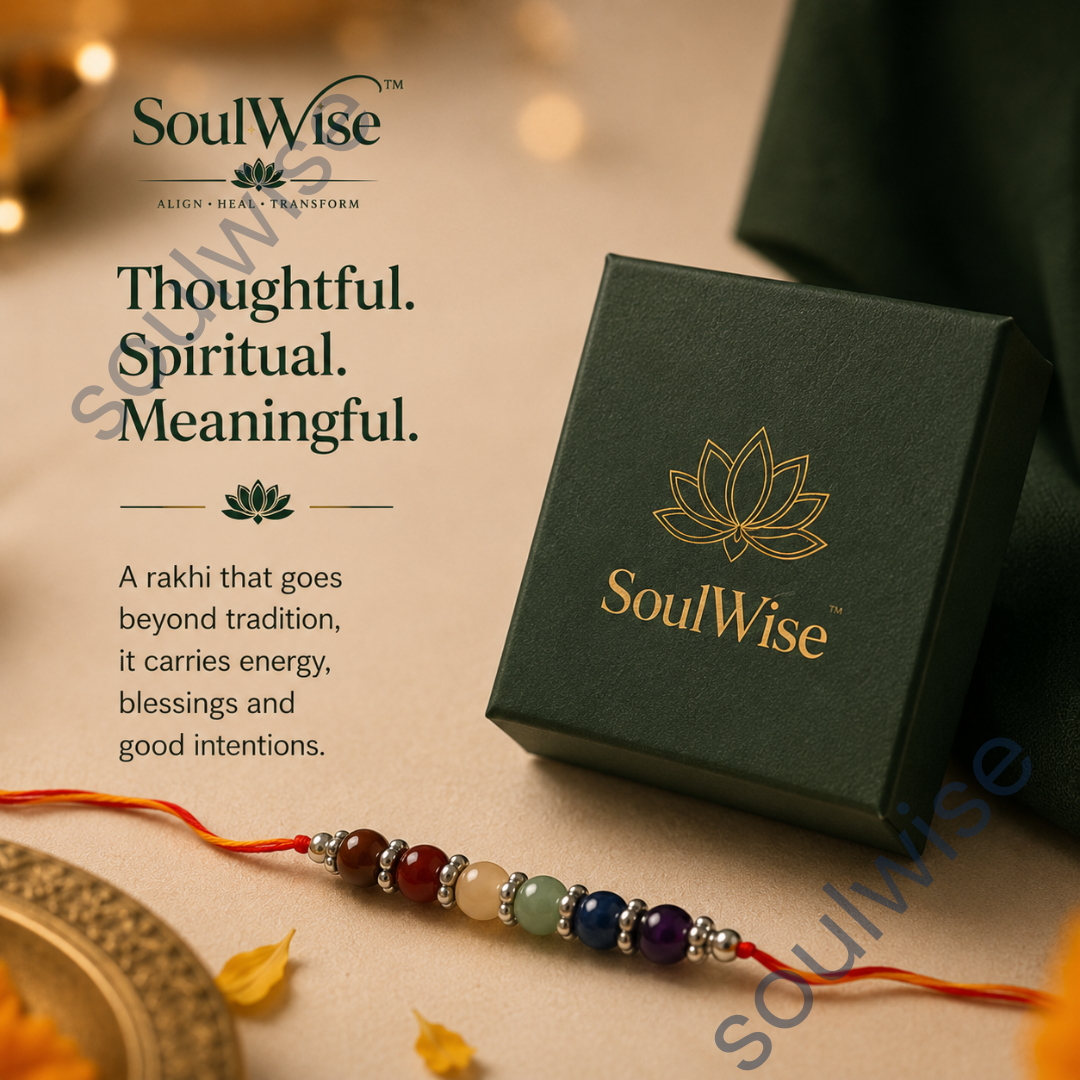 7 /Seven Chakra Crystal Rakhi – Natural Healing Crystal Rakhi for Chakra Balancing, Harmony, Protection & Positive Energy