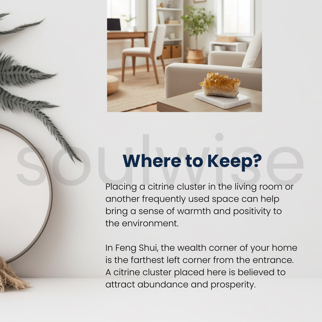 Natural Citrine Crystal Cluster (50g–100g) – Raw Healing Stone for Energy, Prosperity & Home Décor.