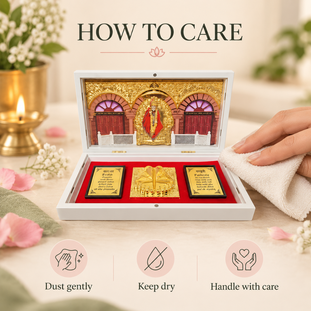 Sai Baba Temple Box – Compact Devotional Mandir for Home Prayer, Travel & Religious Gifting