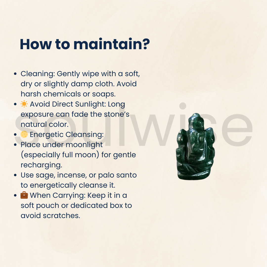 Jade Crystal Ganesha 1",Healing Crystal for Prosperity, Wisdom, Luck, Success,