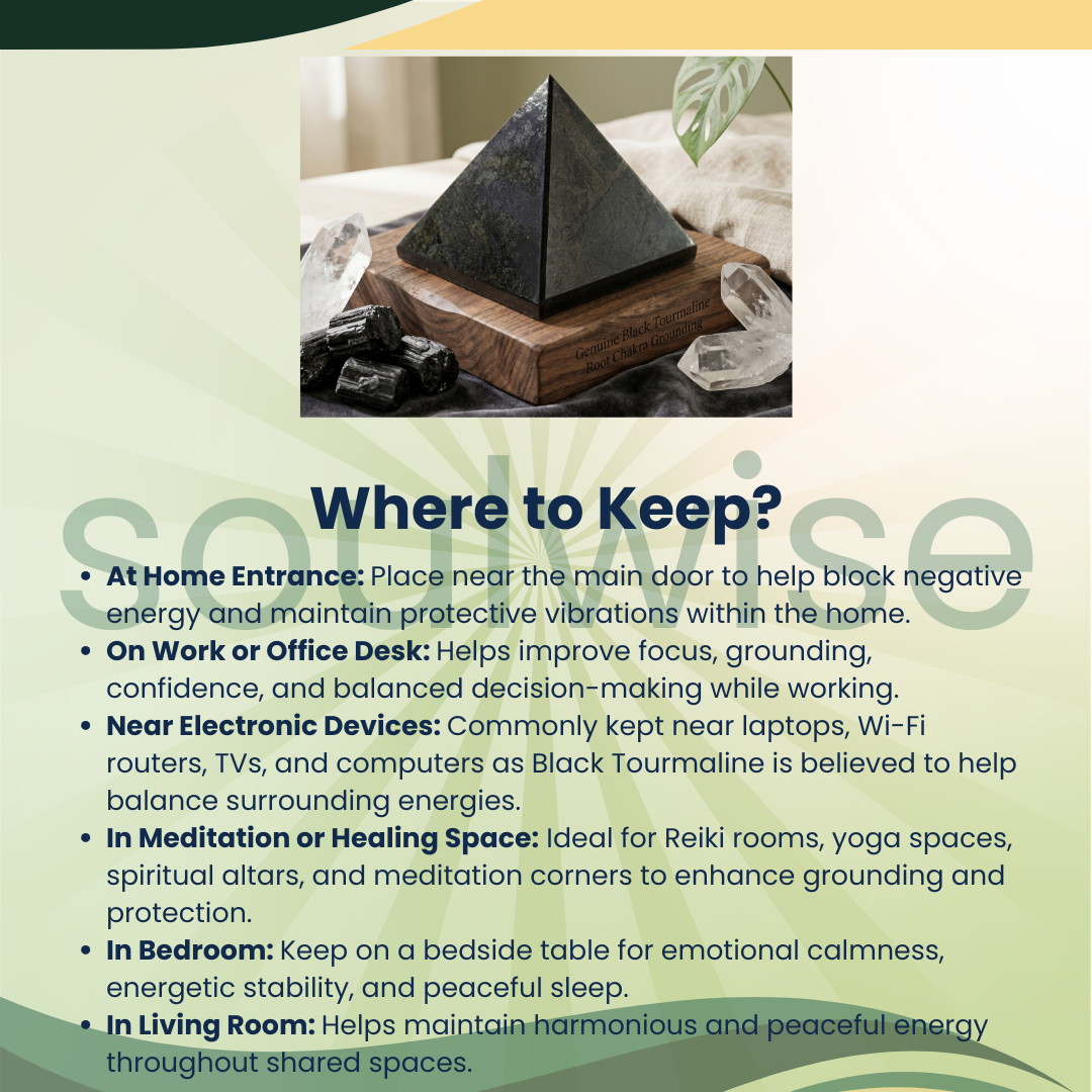Natural Black Tourmaline Crystal Pyramid – Gemstone Energy Pyramid for Protection, Grounding & Spiritual Décor