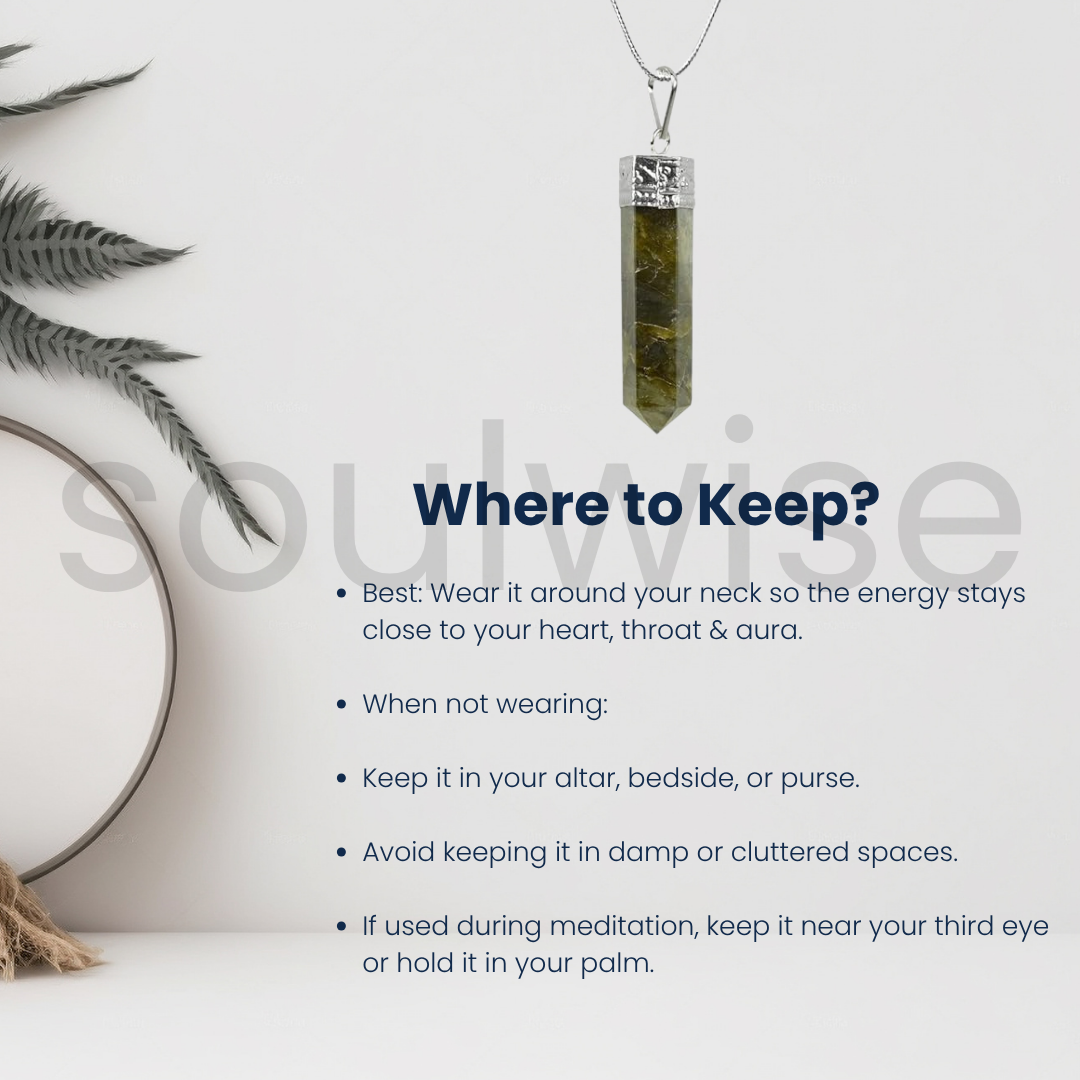 Labradorite Crystal Pencil Pendant Necklace – Handmade Natural Gemstone Point Pendant