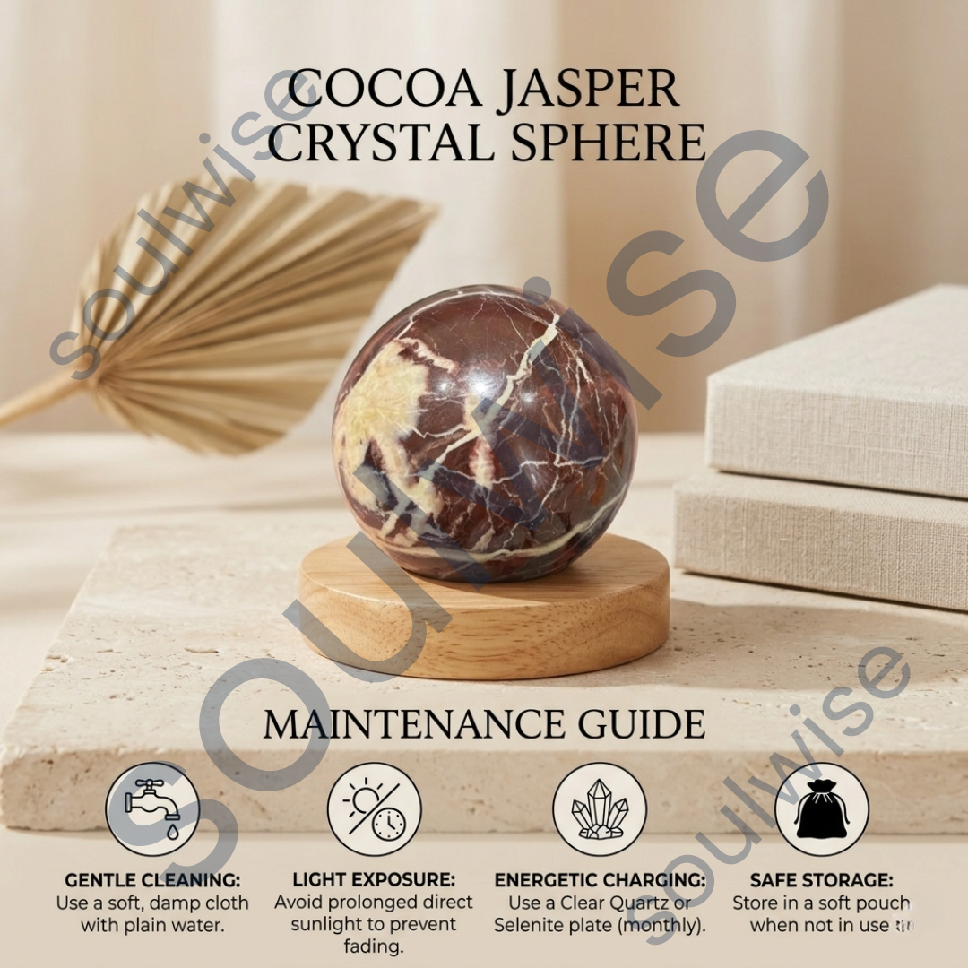 Cocoa Jasper Crystal Sphere – Natural Grounding Healing Crystal Ball for Meditation, Emotional Balance & Protection | Polished Jasper Stone for Home Décor, Reiki & Chakra Healing