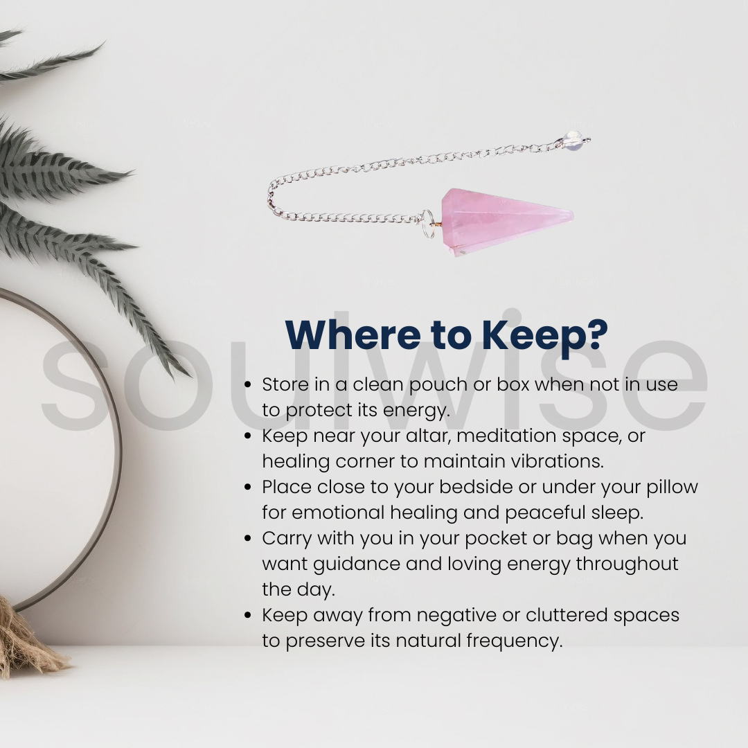 Soulwise Rose Quartz Faceted Dowsing Pendulum With Chain