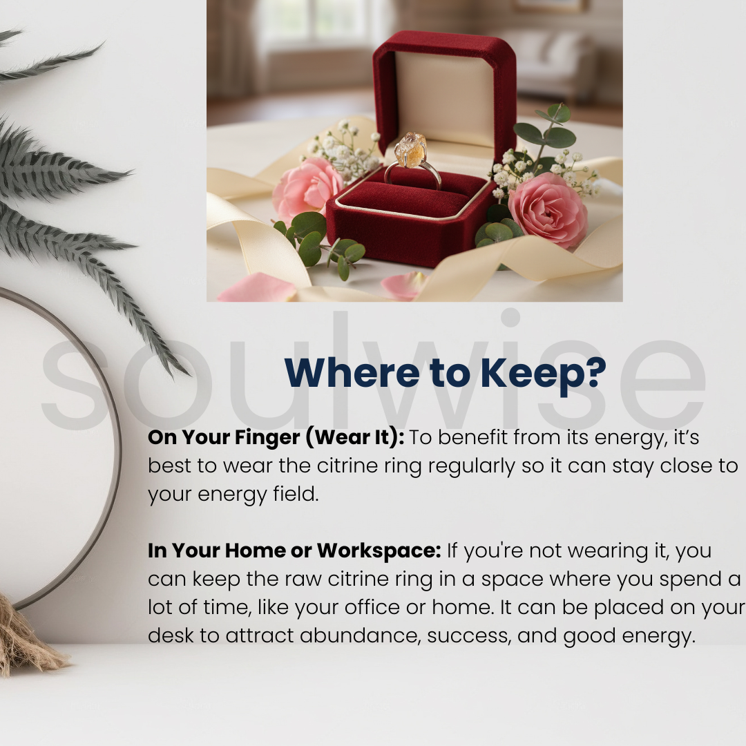 Raw Citrine Ring in Silver Band – Natural Uncut Gemstone Ring for Wealth, Positivity & Confidence.