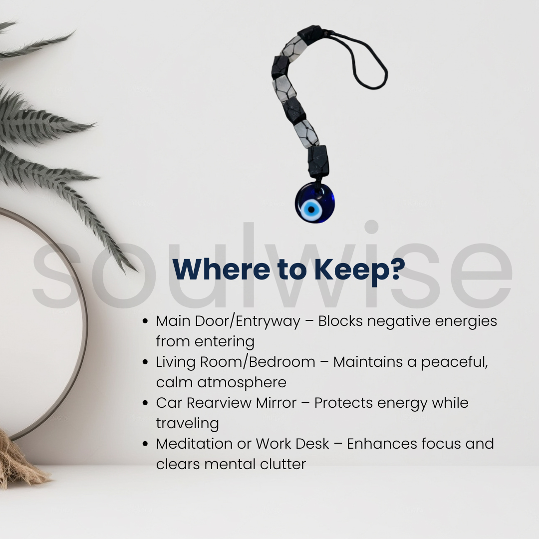 Black Tourmaline with Selenite Hanger – Energy Shield, Evil Eye Protection