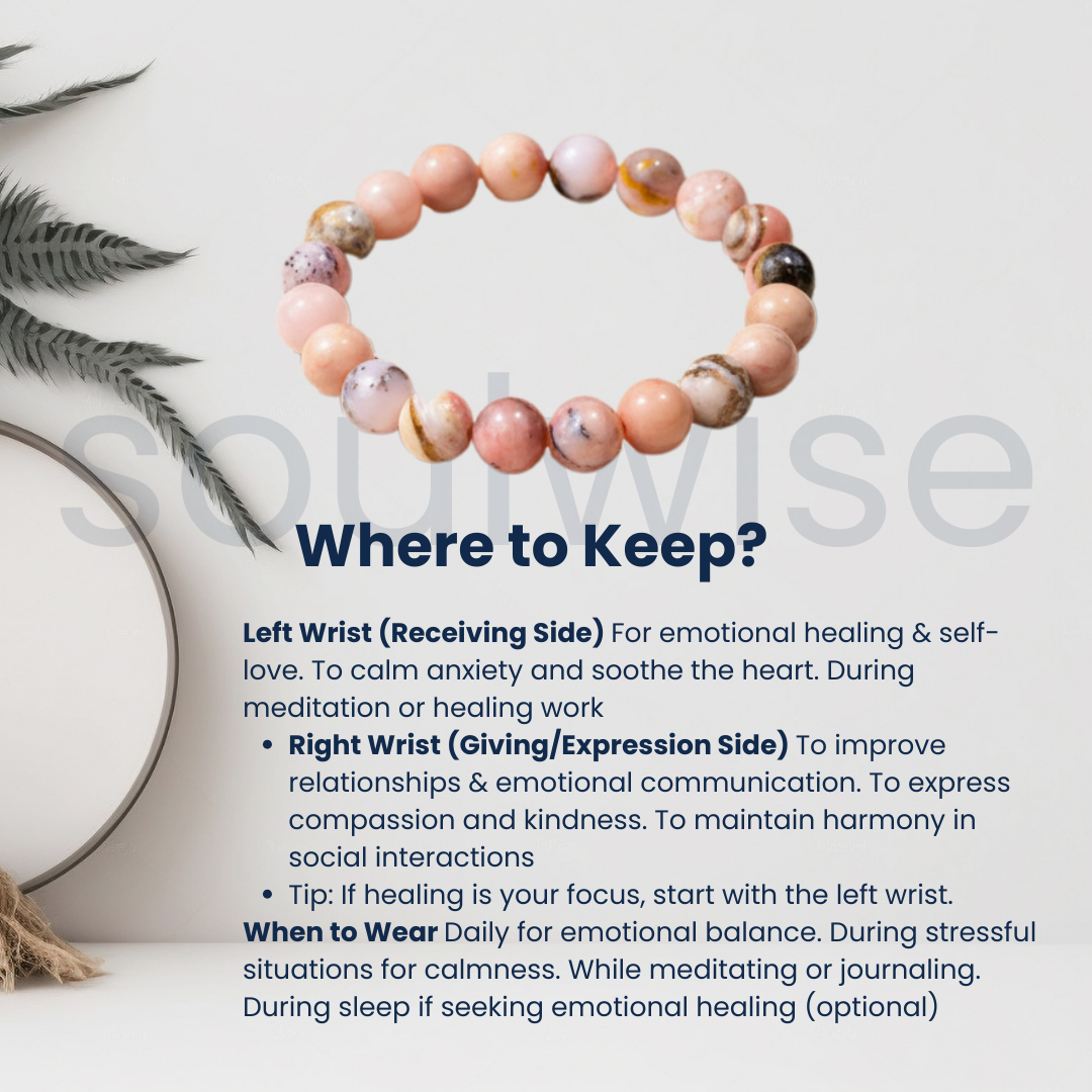 Pink Opal 10mm Crystal Beaded Bracelet for Men & Women – Natural Stone for Emotional Healing, Love & Heart Chakra Balance