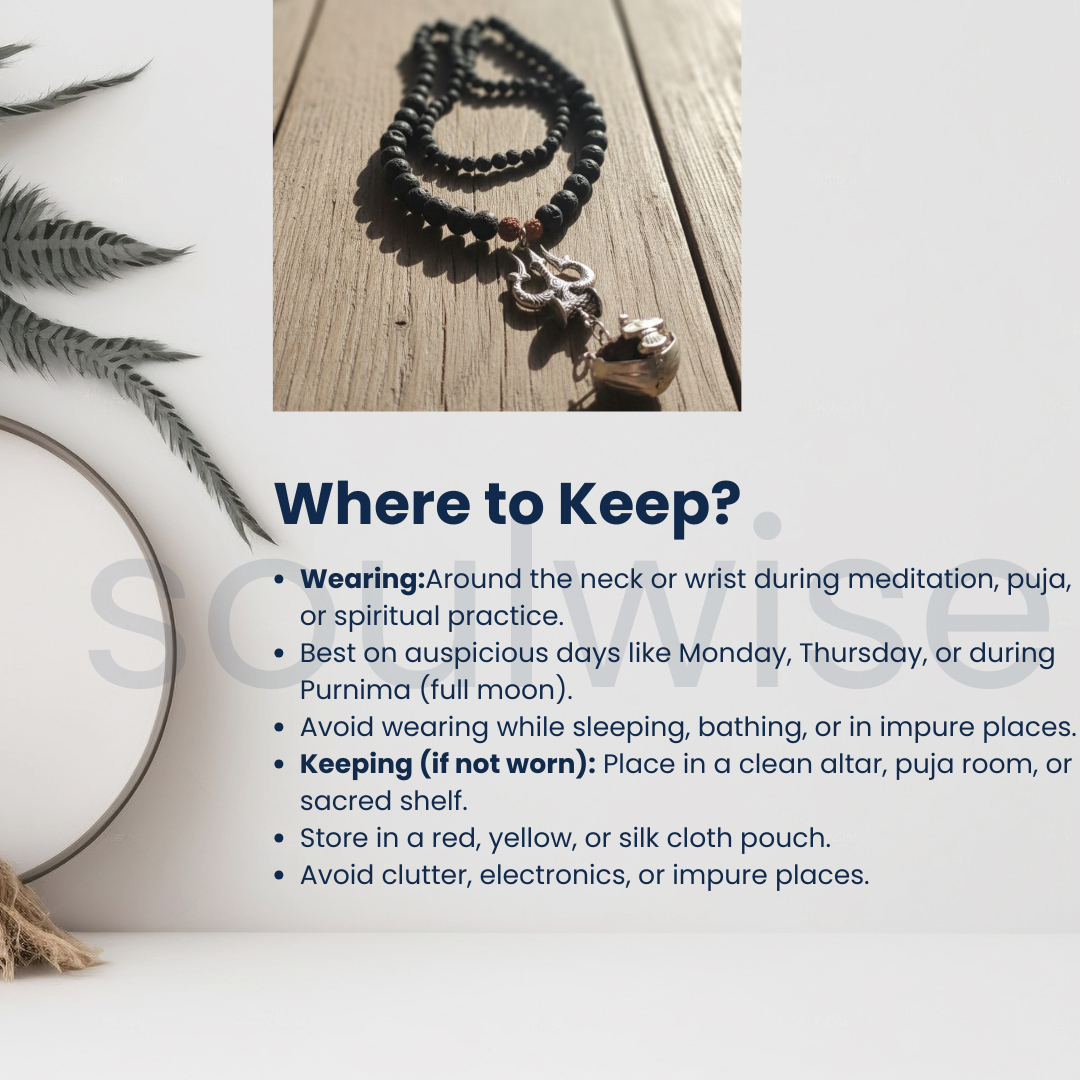 Ek Mukhi Rudraksha Pendant in Lava Beads Mala – Spiritual & Protective Necklace