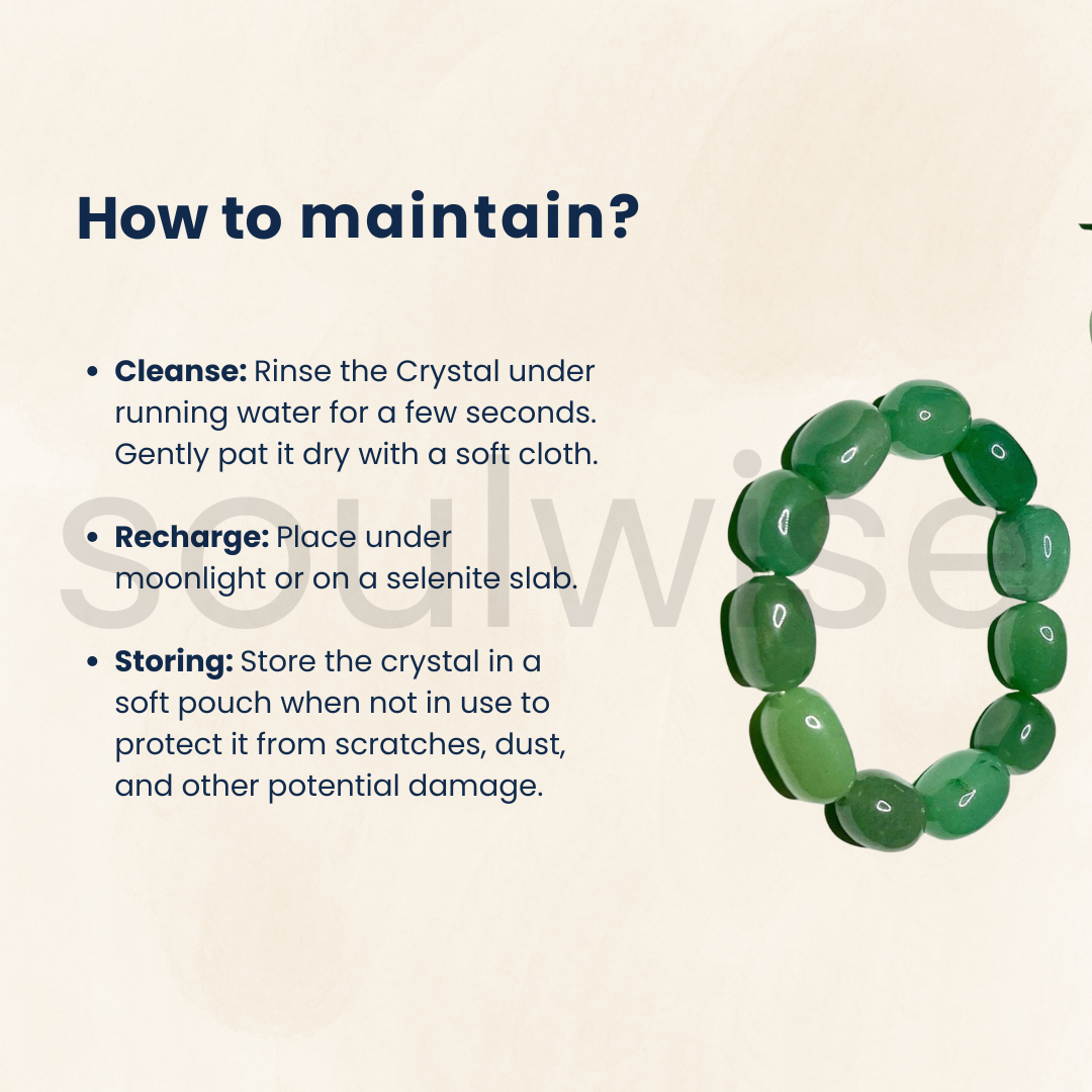 Soulwise Green Aventurine tumble bracelet for good relationships, happiness, health, and wealth, healing Crystal for Peace, Chakra Healing, and balancing.