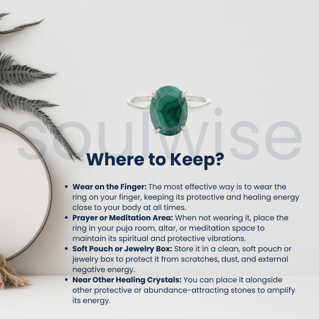 Natural Malachite Gemstone Ring – Healing,Transformation,Balance & Positivity.