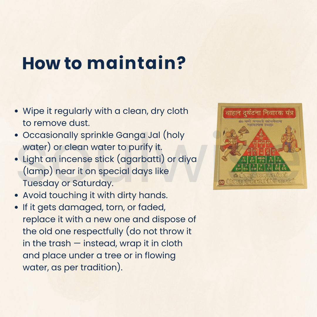 Vahan Durghatna Nashak Yantra for Car Dashboard | Brass Hanuman Yantra for Vehicle Protection & Safe Driving