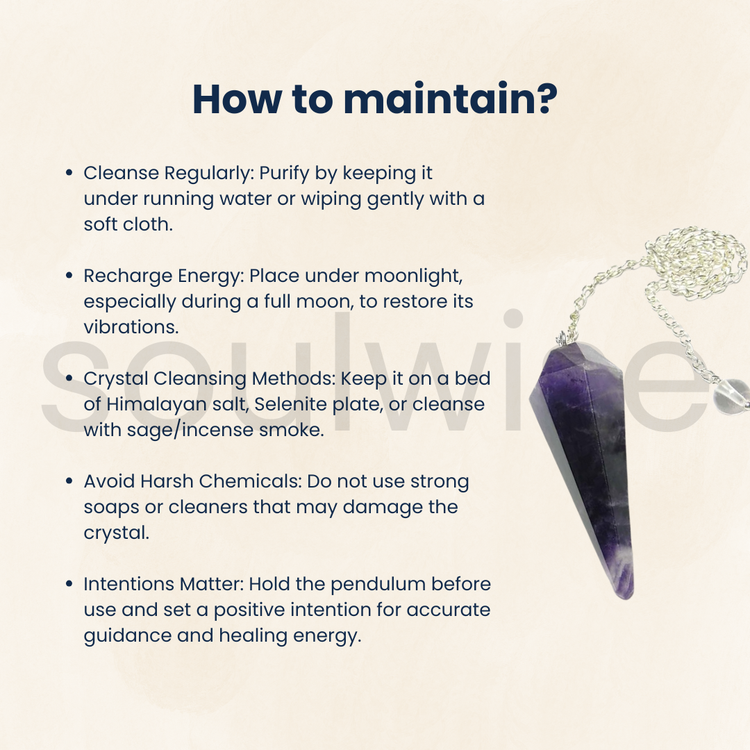 Amethyst Dowsing Pendulum – Natural 6-Facet Crystal for Reiki, Chakra Healing, Divination & Meditation – Includes Chain & Pouch