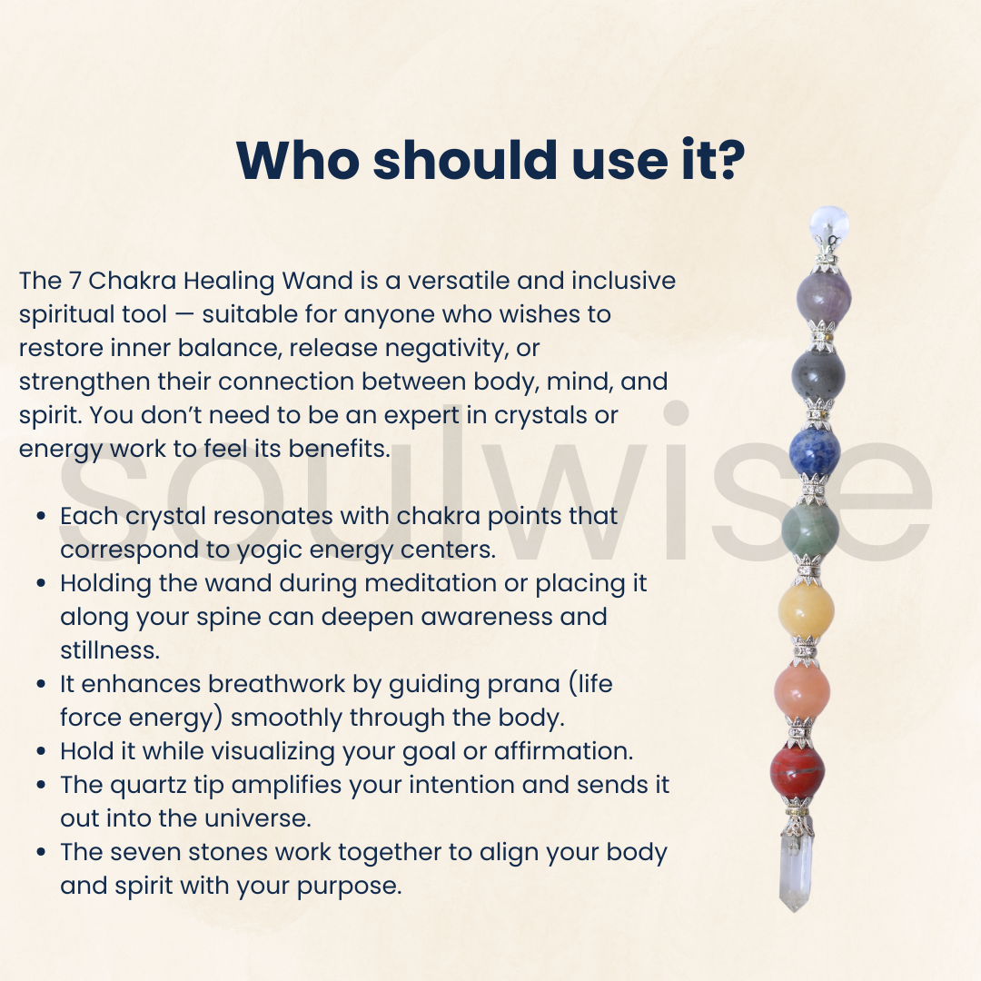 Seven Chakra Sphere Wand, Mini Ball Crystal Wand With Clear Quartz Point.