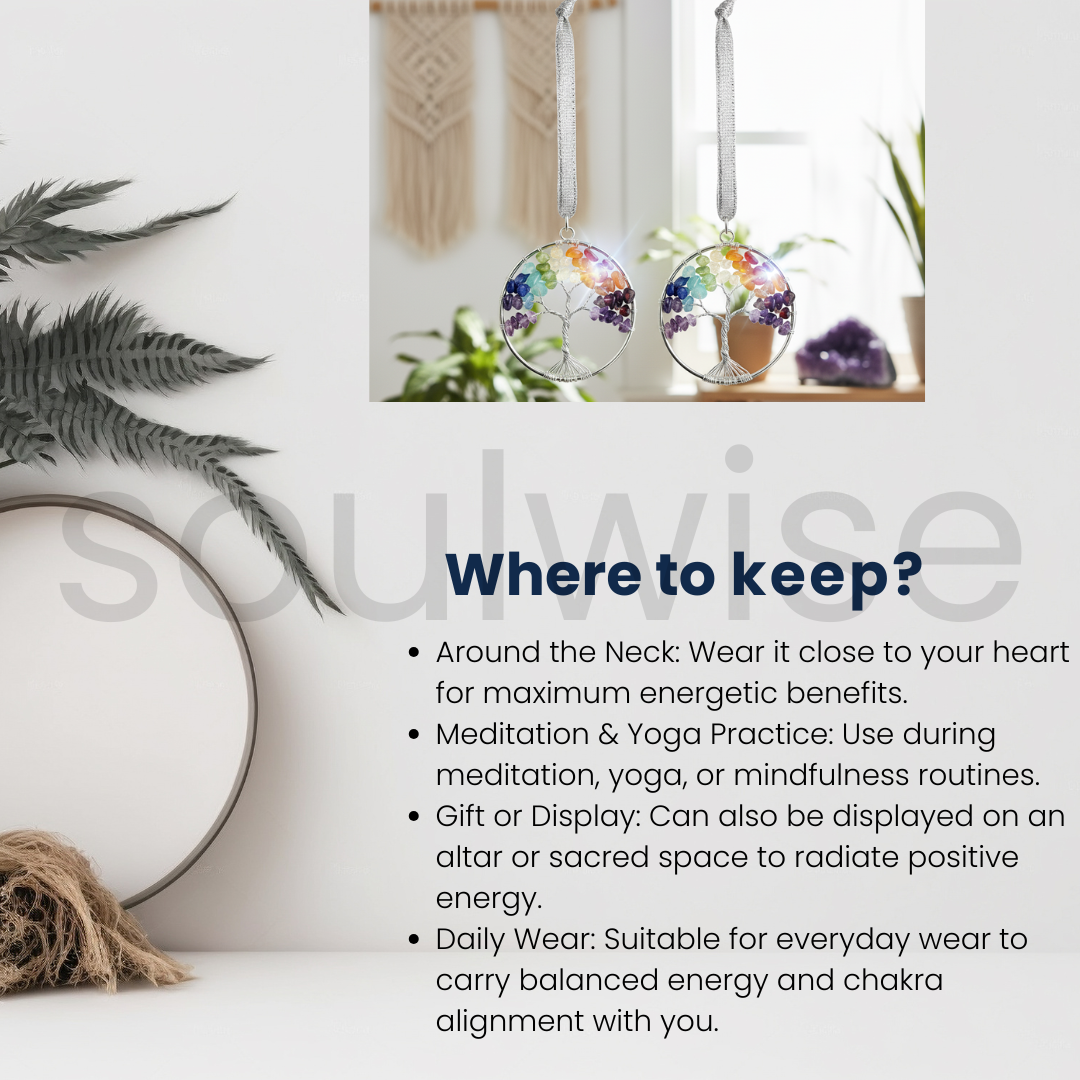 7 Chakra Crystal Tree Ornament, Set of 2, Tree of Life Decor