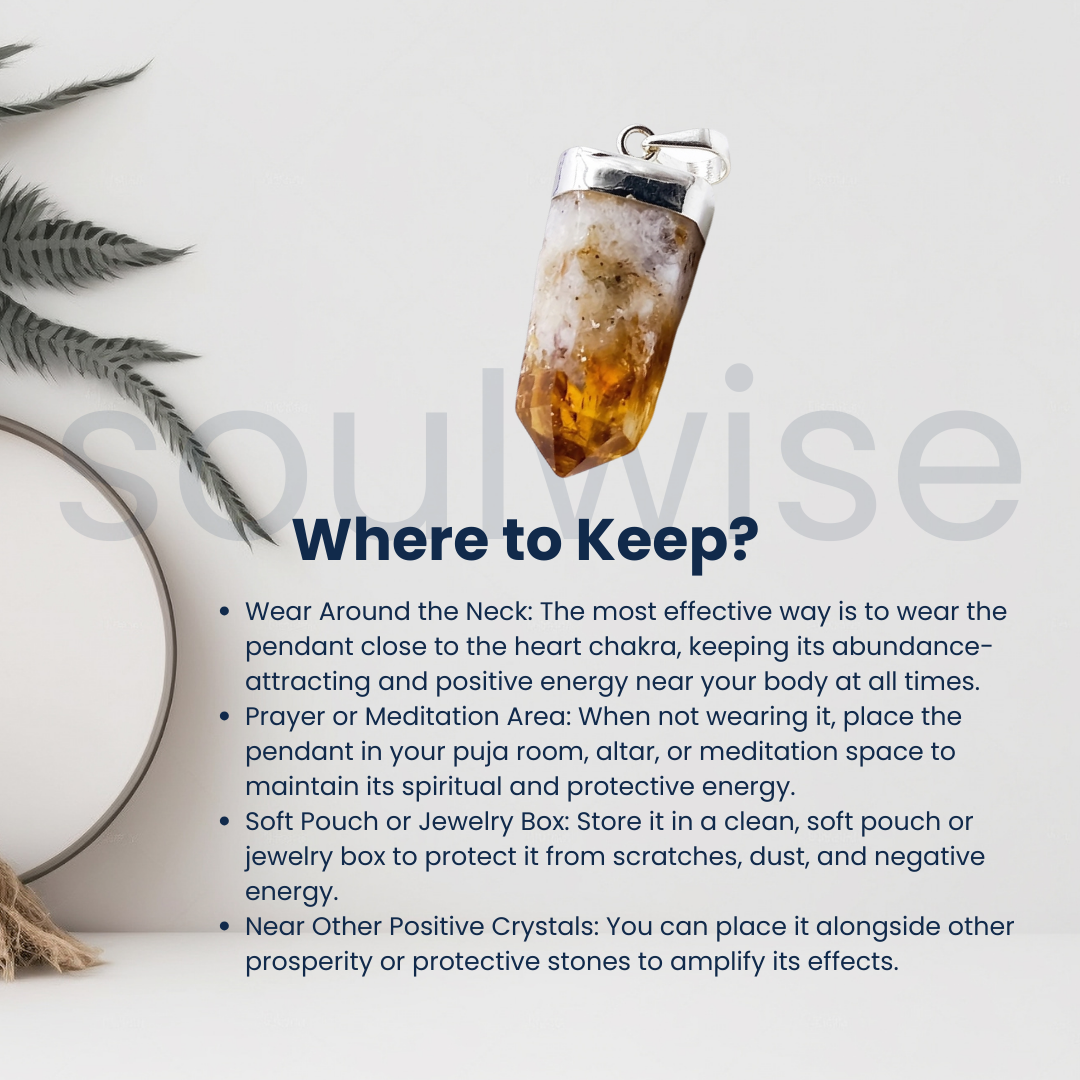 Natural Raw Citrine Pendant – Attract Abundance, Positivity & Success