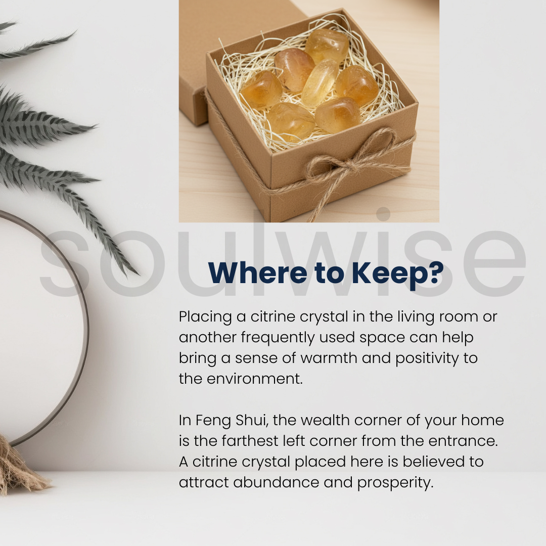 Citrine Tumble Stone Set of 6 – Natural Polished Healing Crystals for Abundance, Positivity & Success |