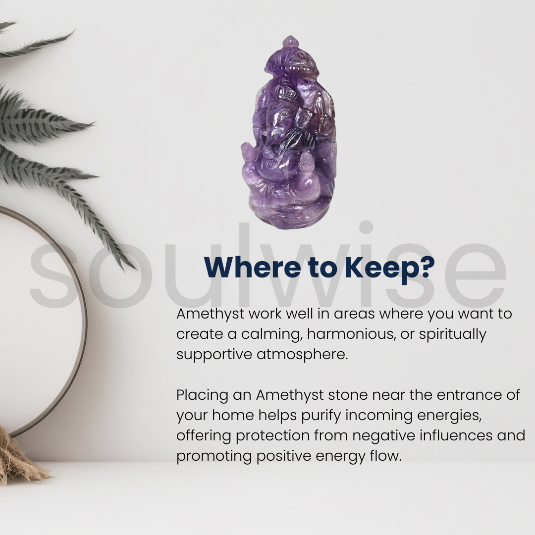 Soulwise Amethyst ametrine Ganesha 14cm Tall, Healing Crystal for Growth, Abundance and Positivity, Diwali Decor, Diwali Gift