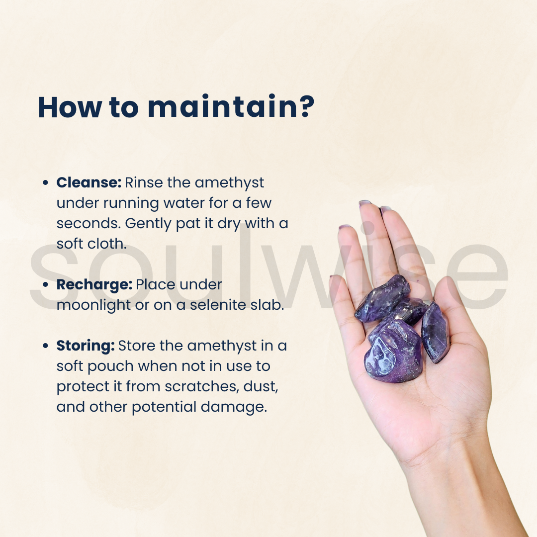 Amethyst Crystal Tumbled Stones Set of 4 – Natural Long Tumbles for Healing, Meditation, Chakra Balancing, Reiki, Energy Work & Crystal Decor