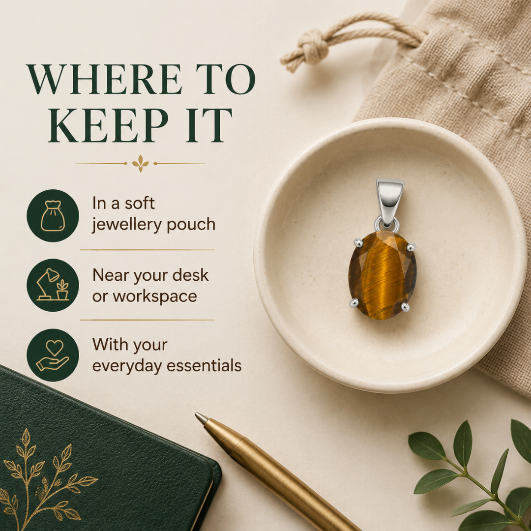 Natural Tiger’s Eye Gemstone Pendant – Oval-Cut Confidence & Protection Crystal Jewellery