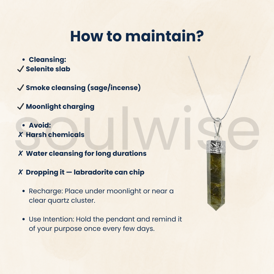 Labradorite Crystal Pencil Pendant Necklace – Handmade Natural Gemstone Point Pendant