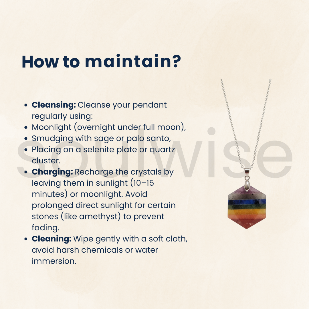 Seven Chakra Hexagon Pendant – Natural Healing Crystal Necklace for Energy Balance, Protection & Spiritual Alignment (Unisex)