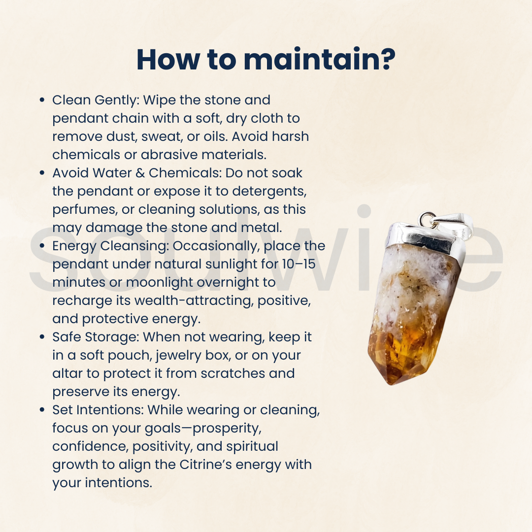 Natural Raw Citrine Pendant – Attract Abundance, Positivity & Success
