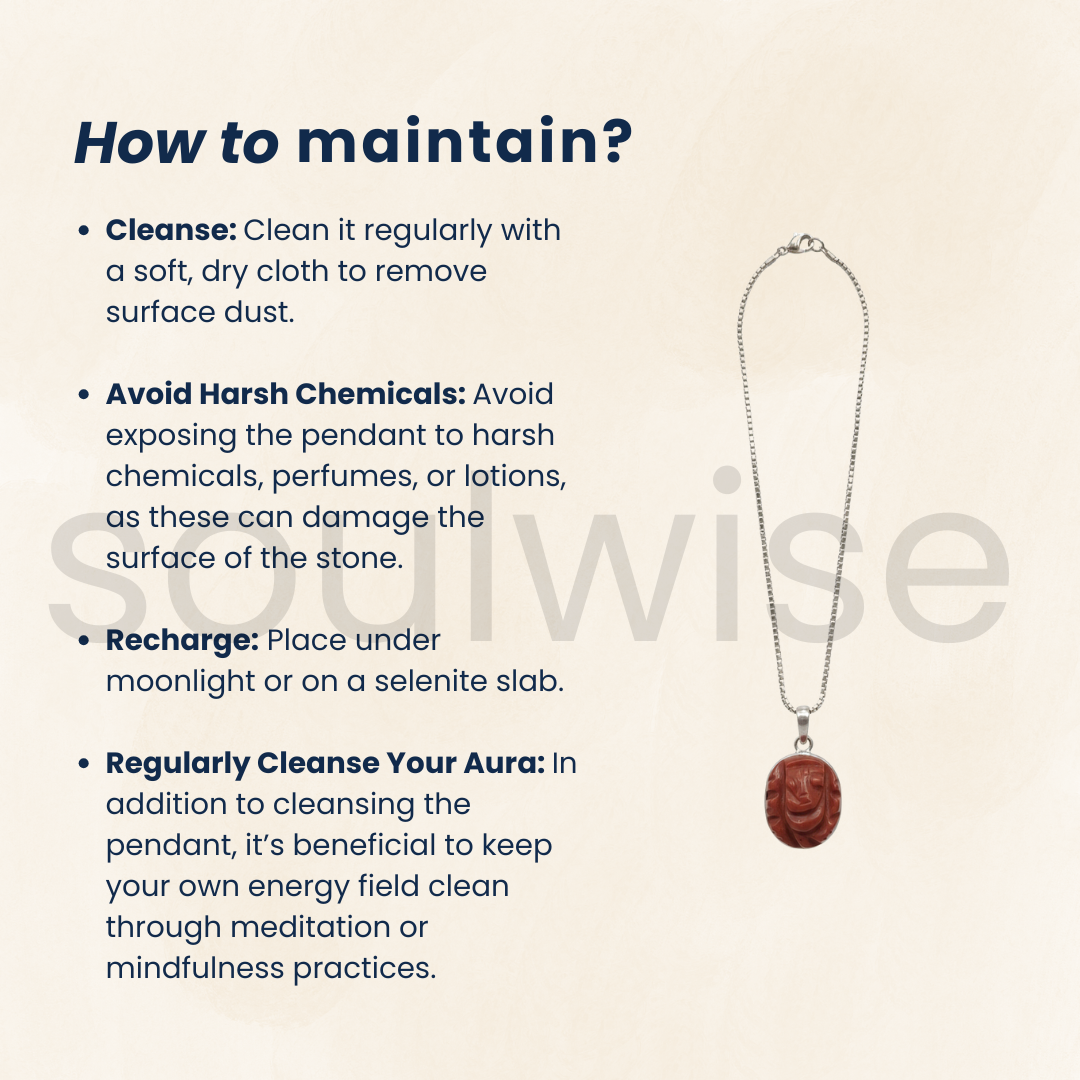 Red Jasper Ganesh Ji Pendant Genuine Carved Stone