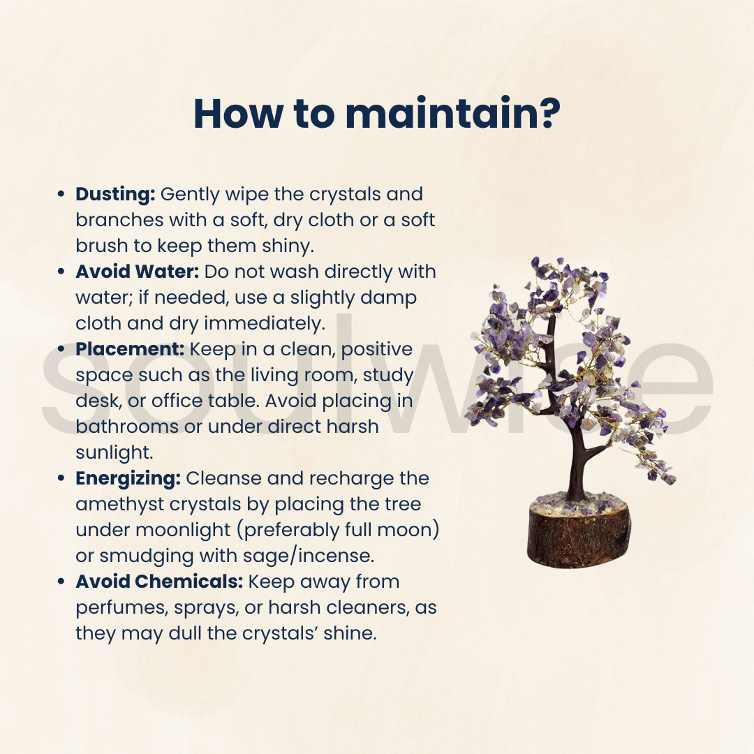 Soulwise Amethyst Crystal Tree for Positive Energy – 8-10 Inch Handcrafted Gemstone Bonsai Tree for Healing, Vastu, Home Decor, Meditation & Gifts