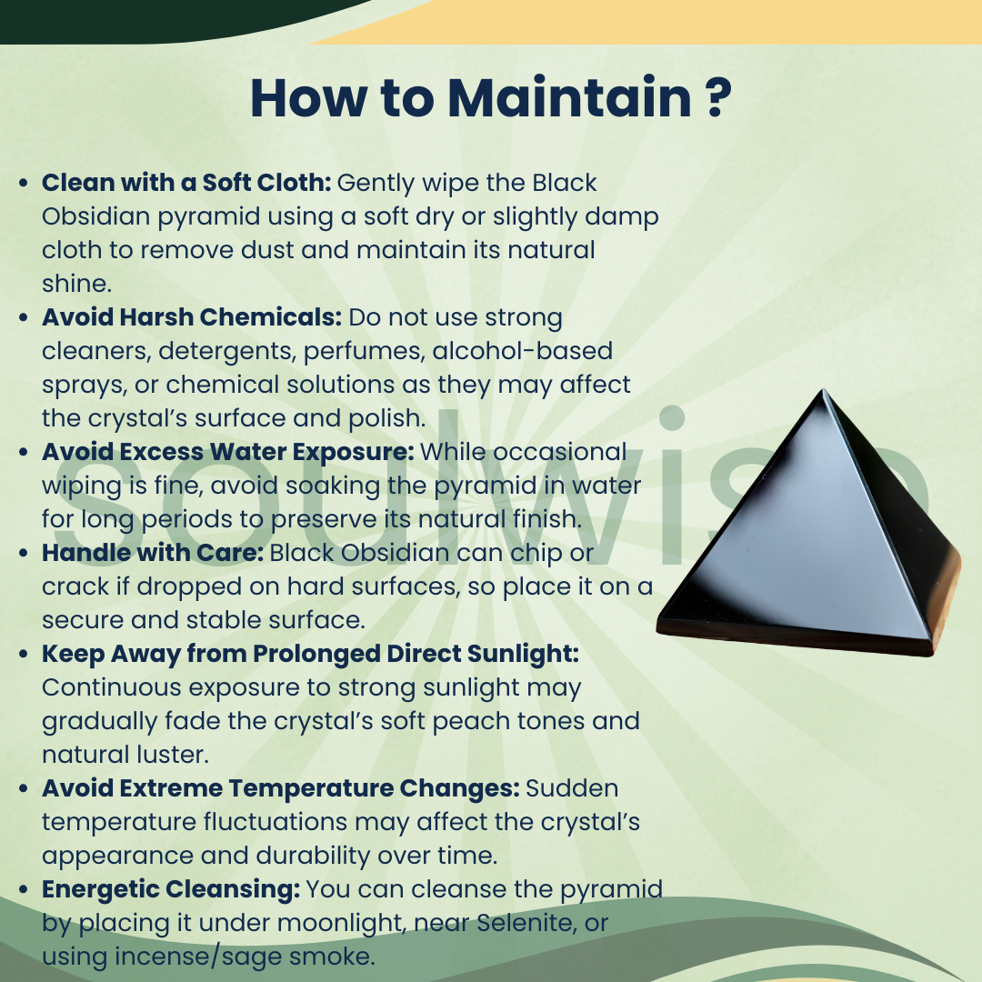 Natural Black Obsidian Crystal Pyramid – Gemstone Energy Pyramid for Protection, Grounding & Spiritual Décor