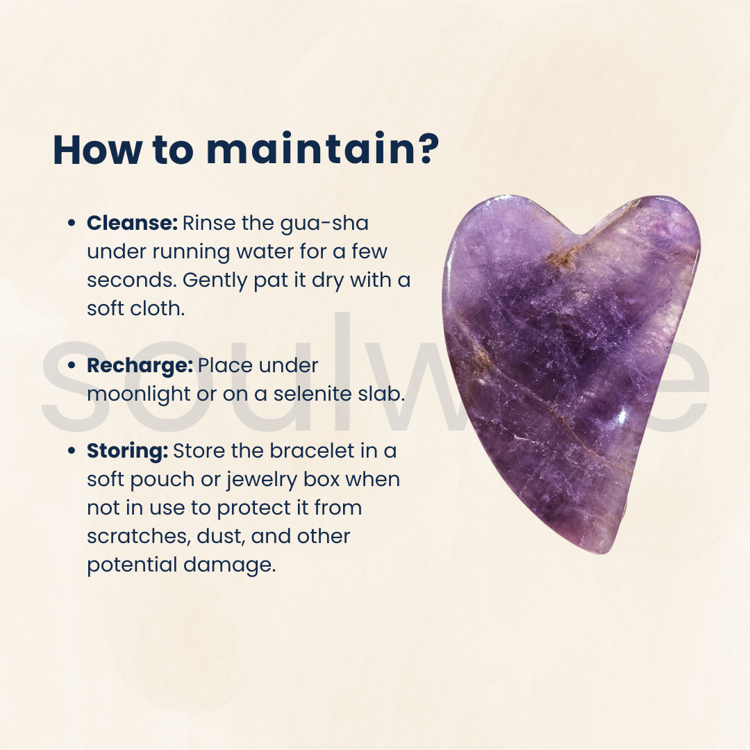 Amethyst Gua Sha Facial Tool – 100% Natural Stone Face Massager for Lymphatic Drainage, Anti-Aging, and Skin Tightening