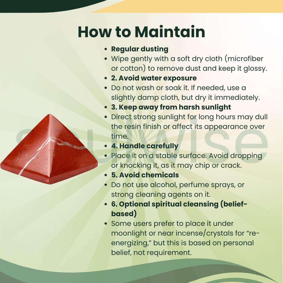 Natural Red Jasper Crystal Pyramid – Gemstone Energy Pyramid for Strength, Stability & Spiritual Décor