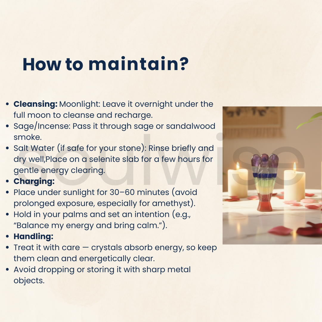 Seven Chakra Healing Crystal Angel (2.5 Inches) – Handcrafted Guardian Angel Figurine for Positive Energy, Reiki, Meditation & Home Decor