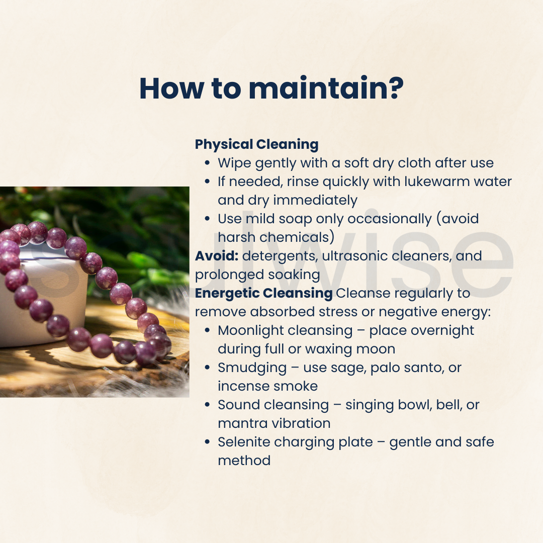 Lepidolite Bracelet 8mm – Natural Healing Crystal Beads for Stress Relief, Emotional Balance & Inner Peace | Unisex