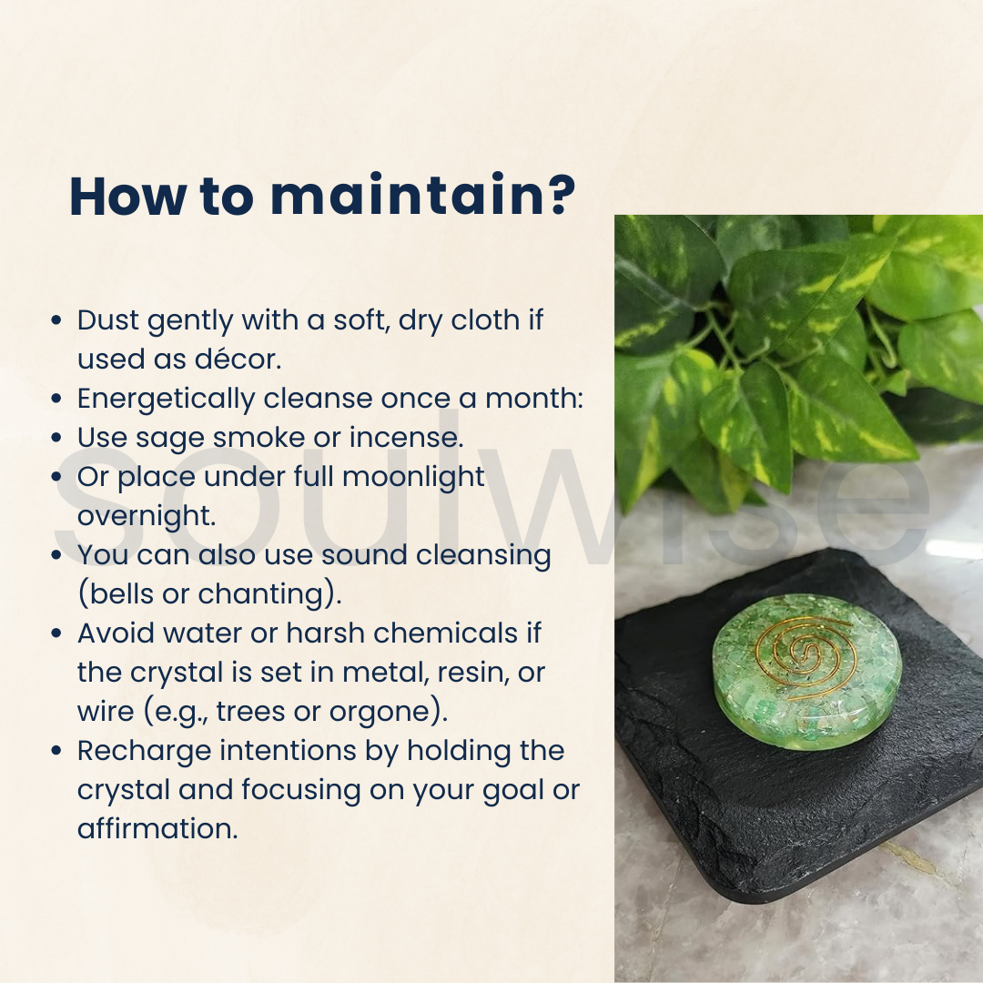 Soulwise Green Aventurine Orgone Energy Paperweight –Desk Decor, Vastu Item & Energy Balancer for Home or Office