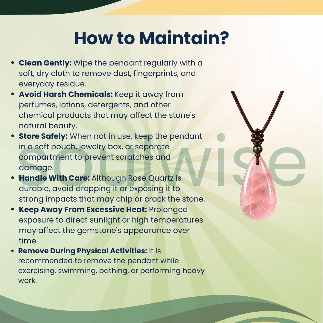 Rose Quartz Cabochon Pendant – Natural Healing Crystal Necklace for Love, Emotional Healing, Heart Chakra & Positive Energy