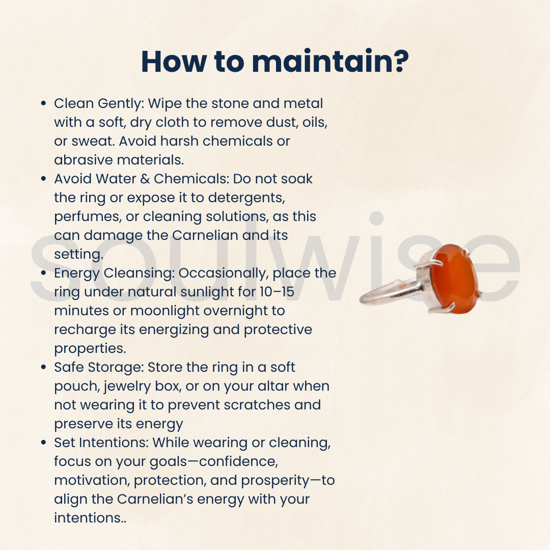 Natural Carnelian Gemstone Ring in German Silver for confidence, creativity, and positive energy,Adjustable .