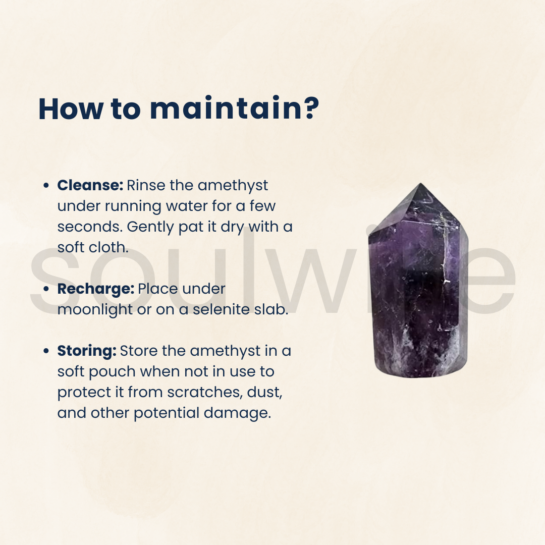 Natural Healing Amethyst Gemstone Tower Stone for Spirituality and Peace, freeform self-standing crystal decor (100g)