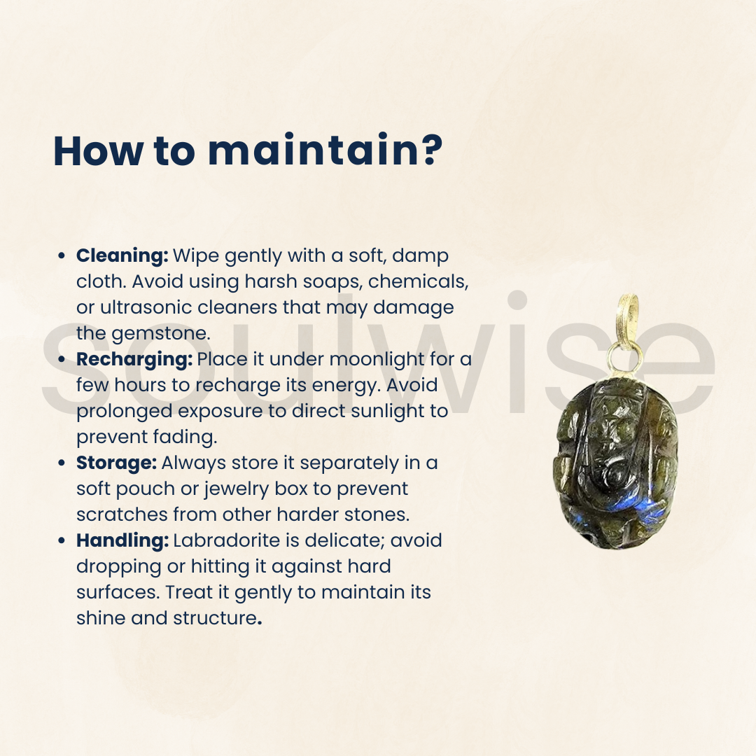 Labradorite Crystal Ganesha Pendant – Hand-Carved Natural Gemstone |