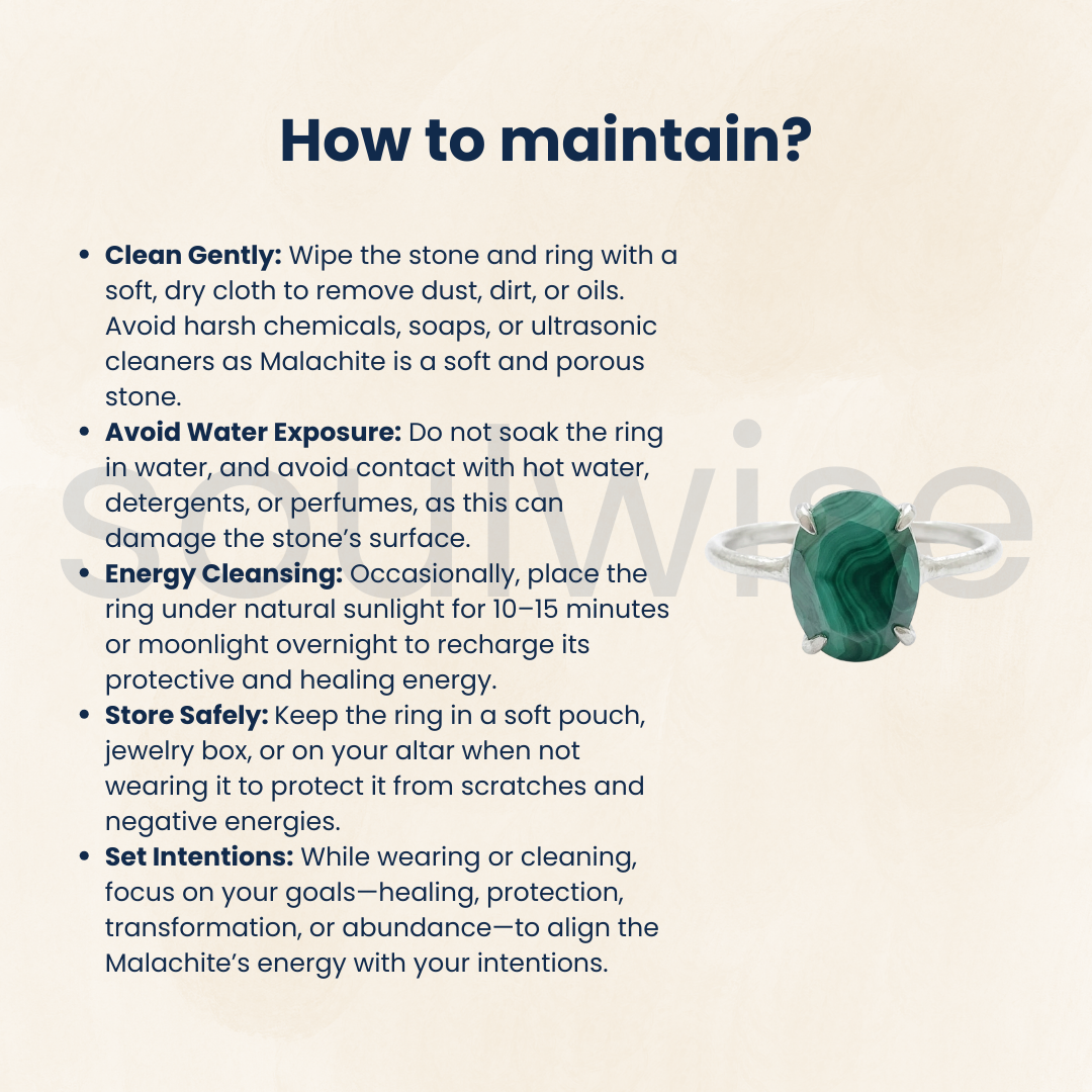 Natural Malachite Gemstone Ring – Healing,Transformation,Balance & Positivity.