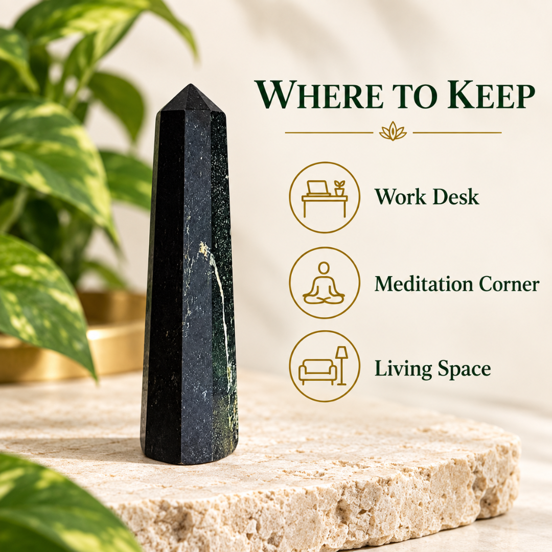 Black Tourmaline Tower 3 Inch – Natural Healing Crystal Point for Protection, Grounding, Negative Energy Cleansing, Reiki, Meditation & Positive Energy