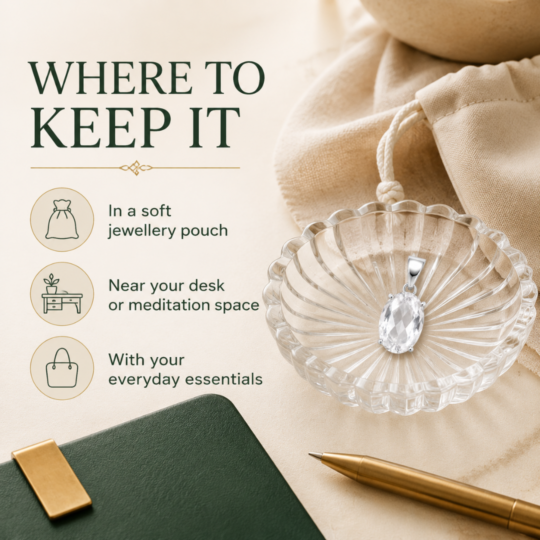 Natural Clear Quartz Gemstone Pendant – Oval-Cut Crystal Jewellery