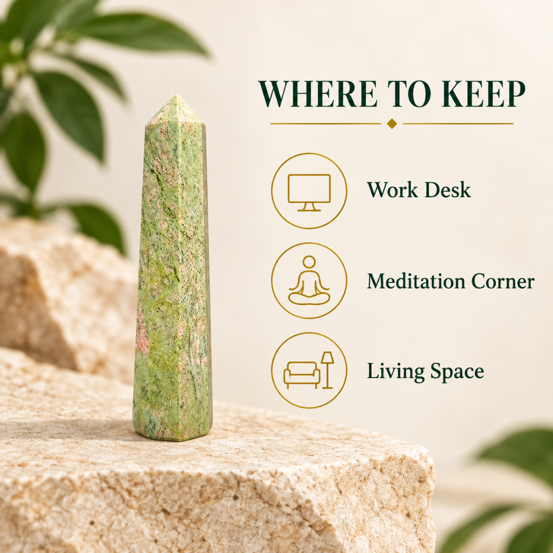 Natural Unakite Crystal Pencil – Healing Gemstone Point for Emotional Balance, Love, Compassion, Heart Chakra Balancing, Reiki, Meditation, Grounding & Positive Energy