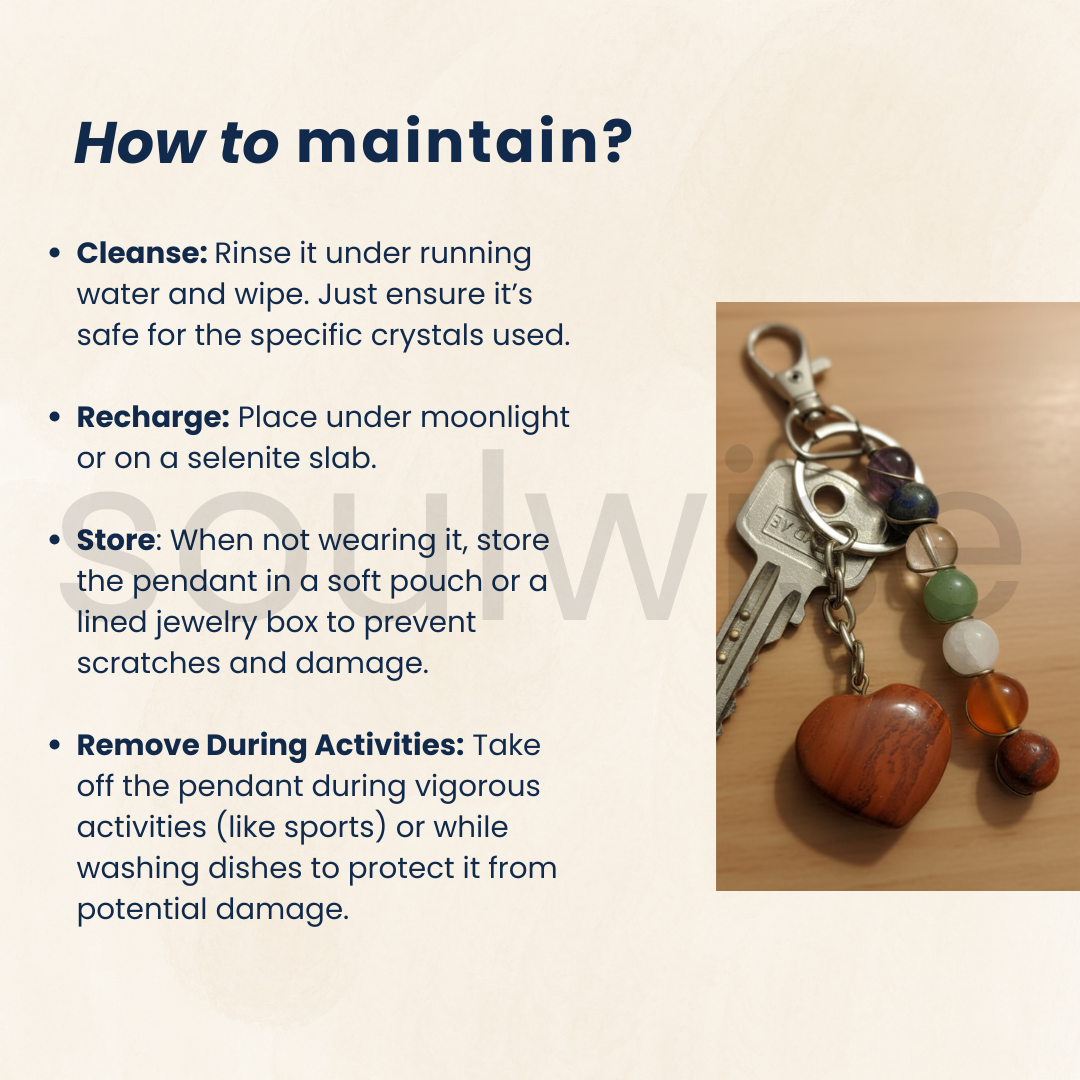 Seven Chakra Bead Keychain with Random Crystal Heart Stone – Natural Healing Energy Keyring for Positivity, Balance & Protection