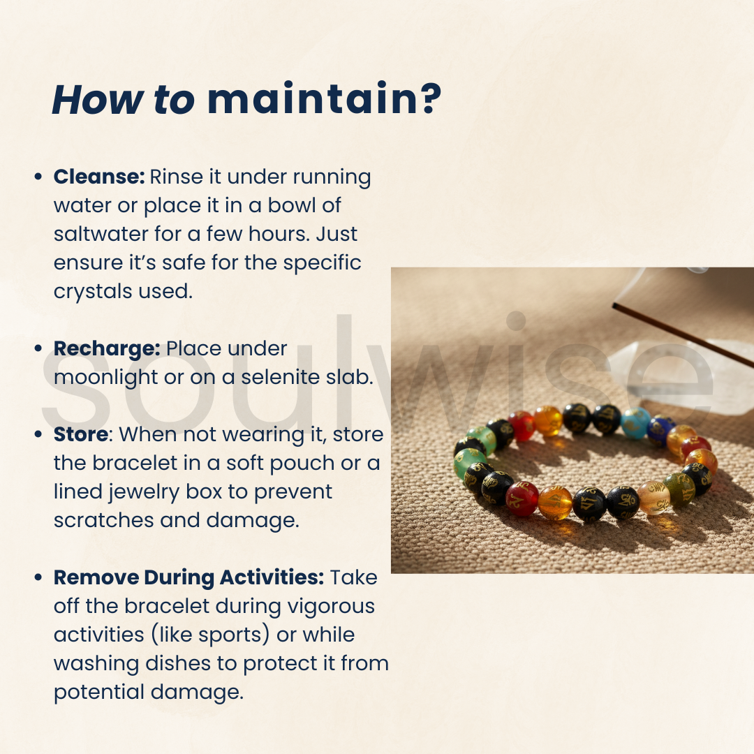 7 Chakra Crystal Bracelet, Om Mani Symbol, 8 mm Natural Gemstone Beads, Energy Healing, Meditation, Yoga Jewelry